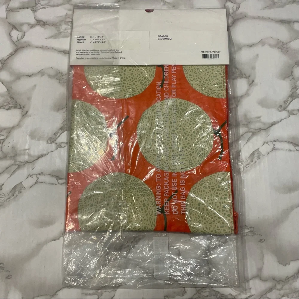 Baggu Go Standard Bag Set of 3 in Japanese Produce Print - Picture 6 of 8
